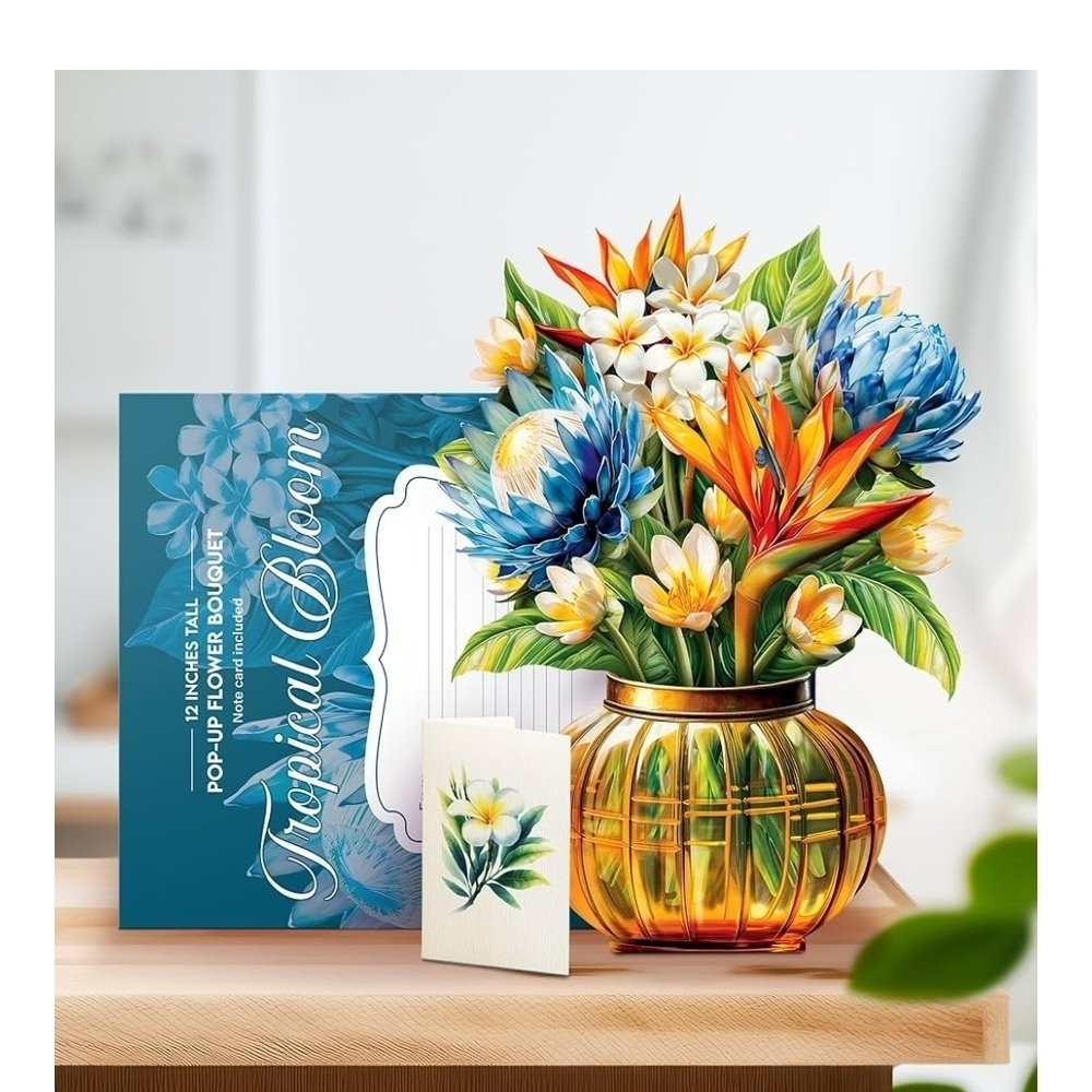 Tropical Bloom Pop-Up Flower Bouquet Card